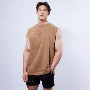 Musculo Stone washed oversized gym tanks