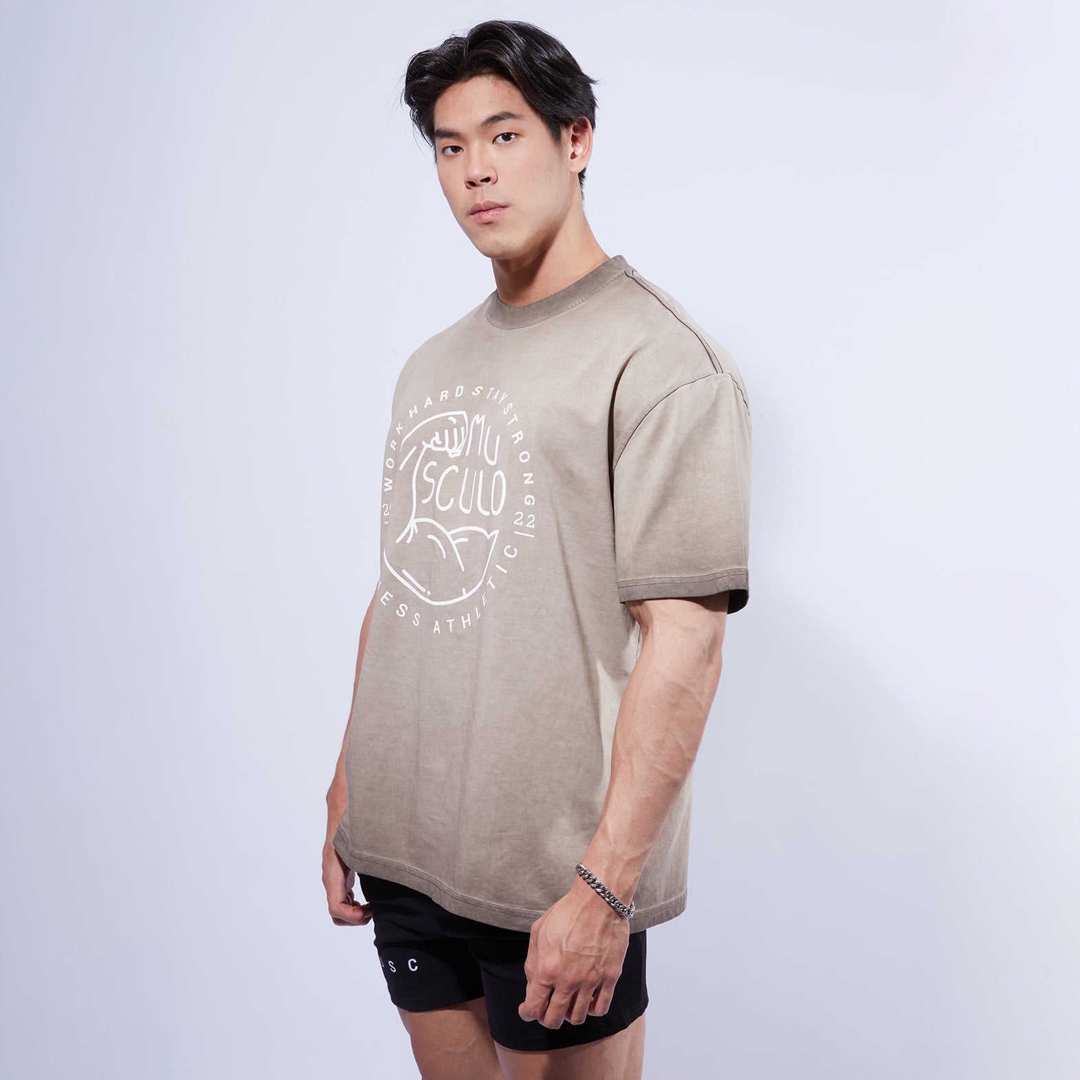 Musculo oversized T - Two tone washed logo collection