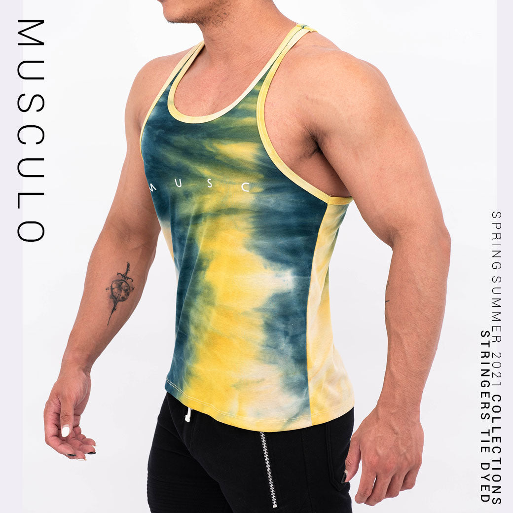 Musculo Stringers // Green tie dyed